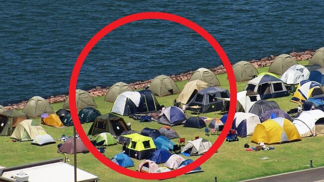 It’s going to be hectic — people were already camping on Cockatoo Island in Sydney on Saturday. Picture: Nine Newspapers