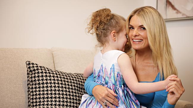 Erin Molan with her daughter Eliza at home. Picture: Adam Yip