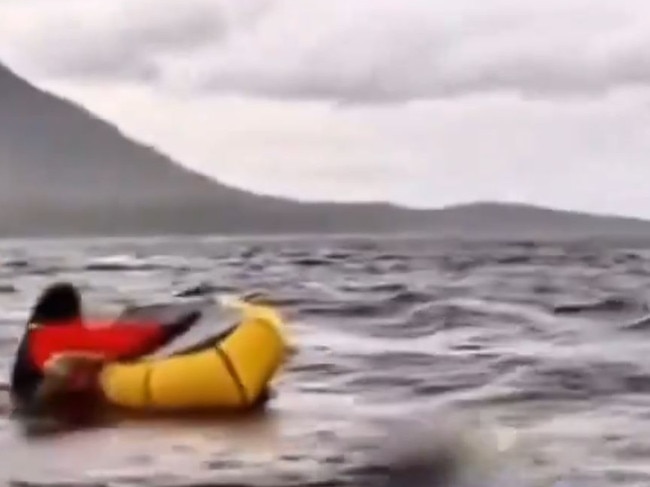 A male kayaker was swallowed by a humpback whale off Chilean Patagonia before being released seconds later, unharmed., Adrián Simancas was kayaking with his father, who filmed this video as the massive mammal suddenly surfaced. Picture X