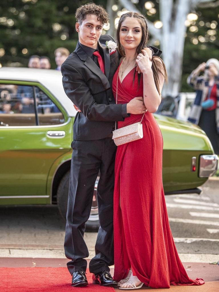 Thomas Phylakti partnered Rafaela Cachia. Toowoomba State High School formal at Picnic Point. Friday, September 9, 2022. Picture: Nev Madsen.