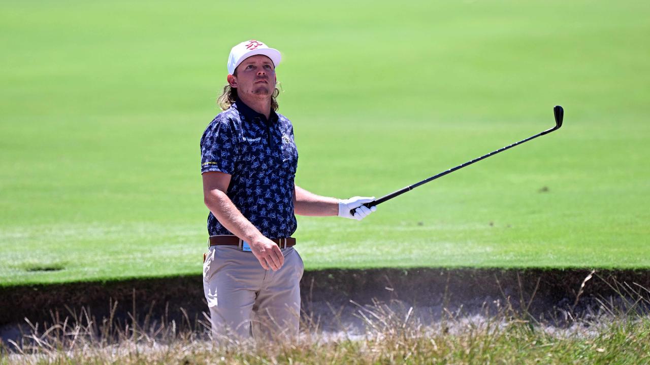 Cameron Smith struggled on the back-nine at Kingston Heath. . (Photo by William WEST / AFP) / --IMAGE RESTRICTED TO EDITORIAL USE - STRICTLY NO COMMERCIAL USE--