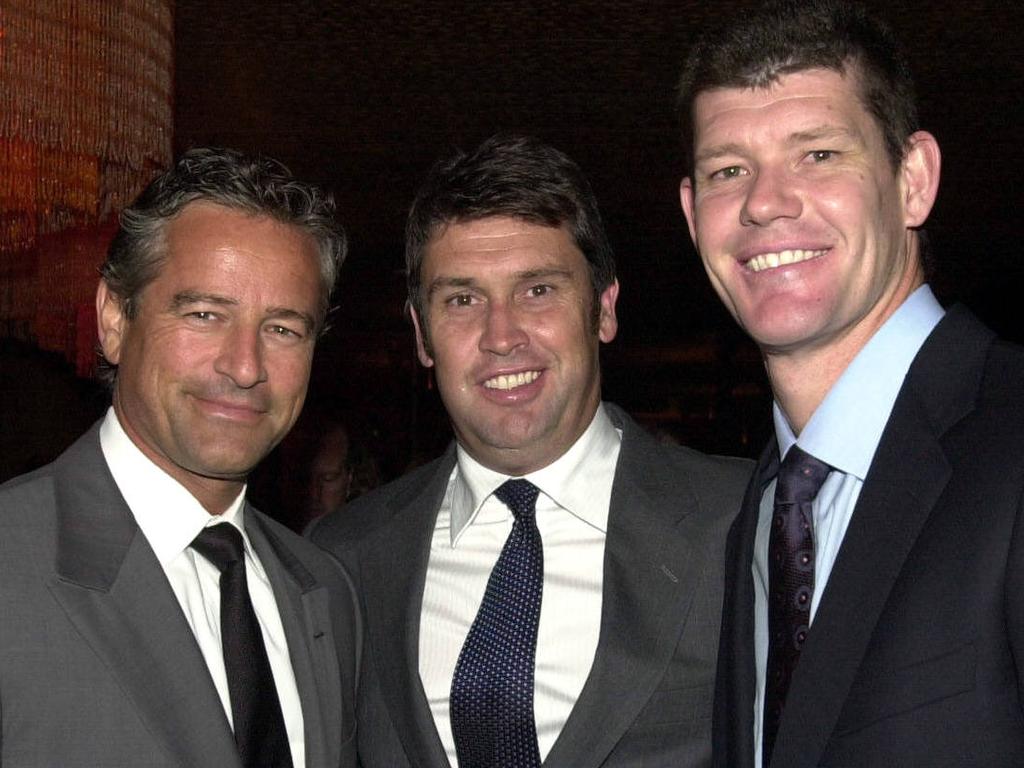 Mark Bouris, David Gyngell and James Packer at a party at Loft Bar in Sydney when they were investors in Wizard Home Loans.