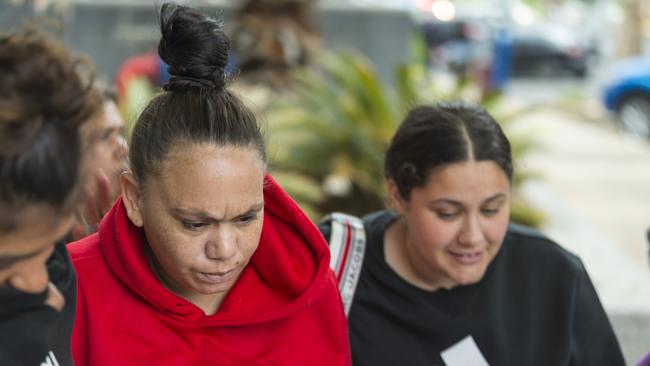 Jana Hall (centre) leaves Toowoomba Courthouse after being sentenced for manslaughter.