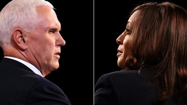 Mike Pence and Kamala Harris met for their one and only debate of the campaign yesterday. Picture: Justin Sullivan/AFP