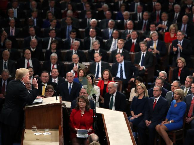 Trump delivered the 80 minute speech at the US House of Representatives. Picture: Getty Images/Mark Wilson