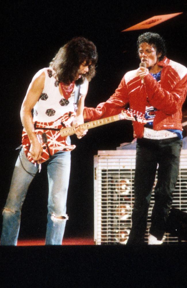 ‘I was furious!’: Eddie Van Halen joins Michael Jackson on stage to perform Beat It during The Jacksons’ 1984 Victory Tour at Texas Stadium in Dallas.