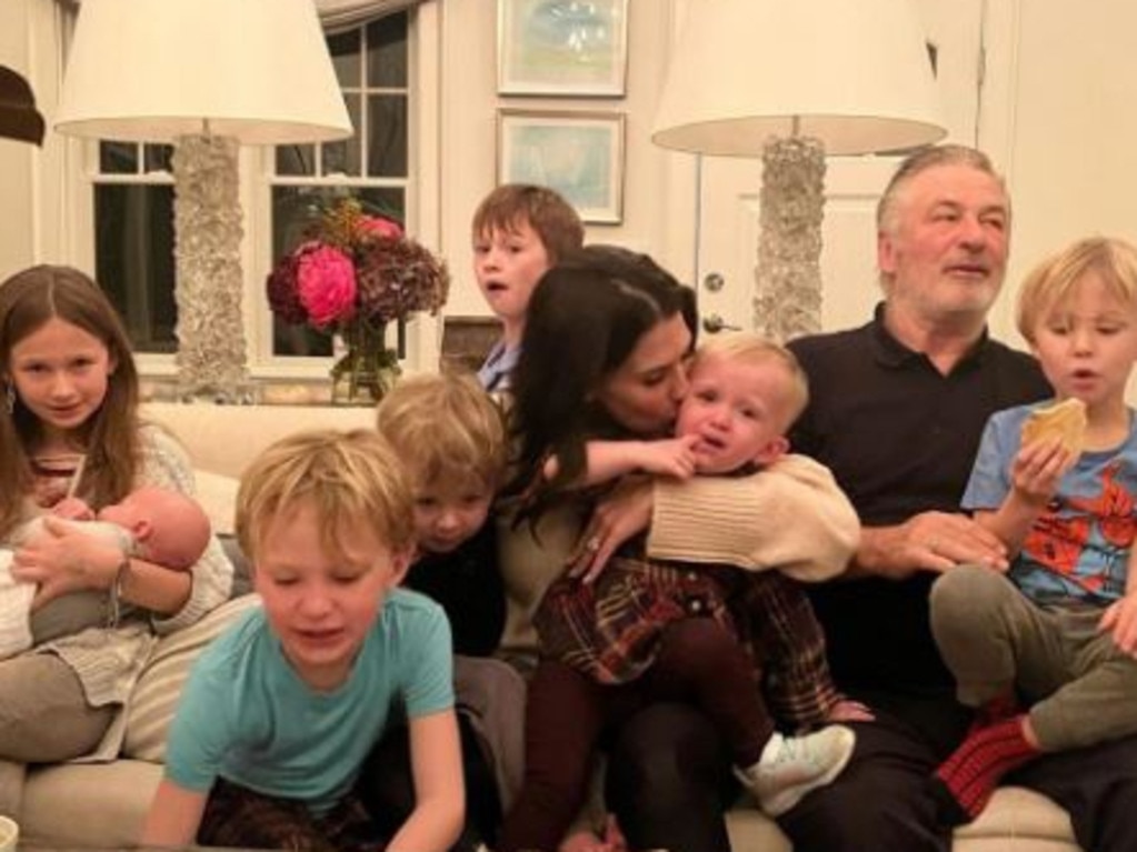 Alec and Hilaria Baldwin with their seven children. Picture: Instagram