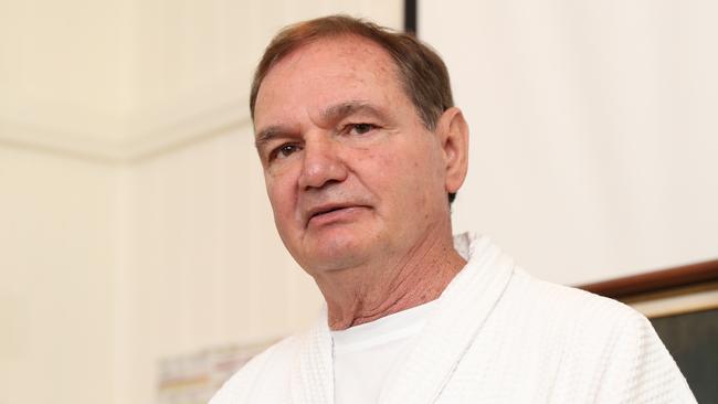 Ipswich mayor Paul Pisasale talks to media at St Andrews Hospital in Ipswich. Picture: Peter Wallis