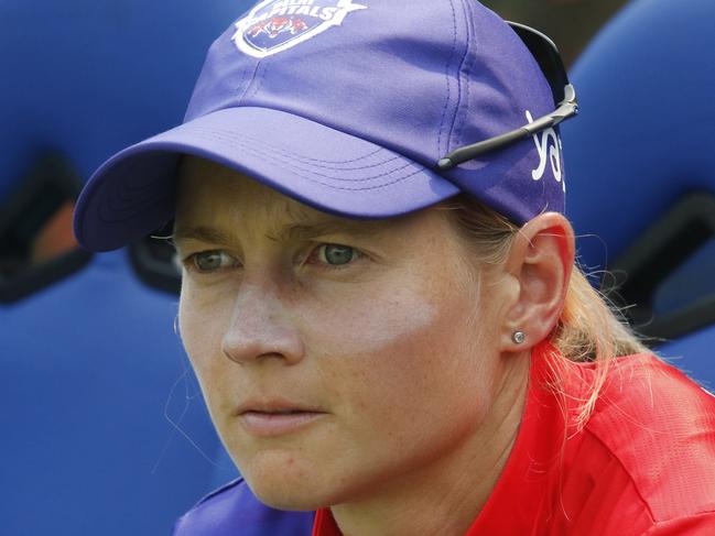 MUMBAI, INDIA - MARCH 05: Meg Lanning of Delhi Capitals looks on during the WPL 2023 match between Royal Challengers Bangalore and Delhi Capitals at Brabourne Stadium on March 5, 2023 in Mumbai, India. (Photo by Pankaj Nangia/Getty Images)