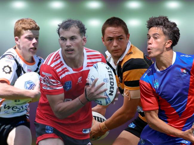 Collage of young players who starred in the 2025 Andrew Johns Cup and Laurie Daley Cup competitions.