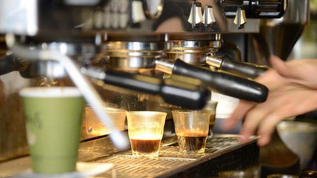 A barista makes espresso at Fuel Espresso at Brookvale. Picture: Troy Snook