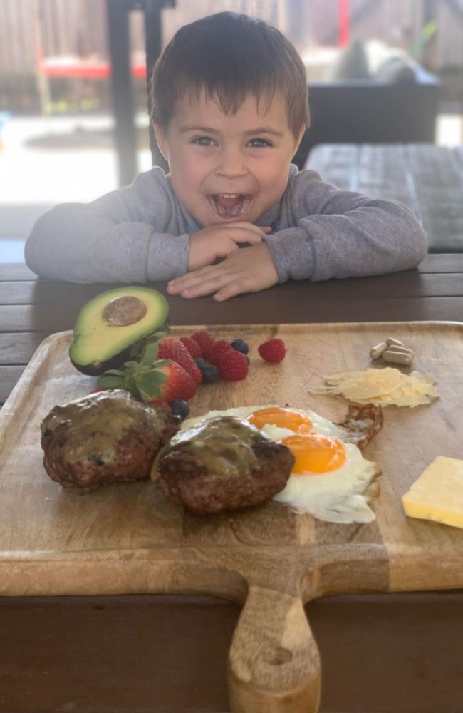 Izabelle's son Noah tucks into lunch. Picture: Supplied