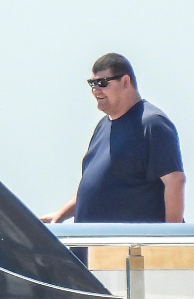 Australian tycoon James Packer onboard in Mykonos. Picture: Mega