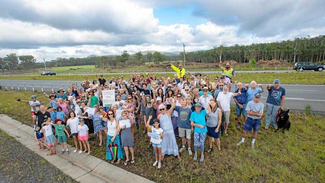 Protest at land clearing western side of Highway at Emerald Beach18 DEC 2018. Picture: TREVOR VEALE