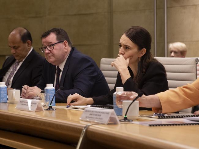 New Zealand Prime Minister Jacinda Ardern along with key ministers during an Australia-New Zealand Leaders meeting on Friday. Picture: NCA NewsWire / Nikki Short