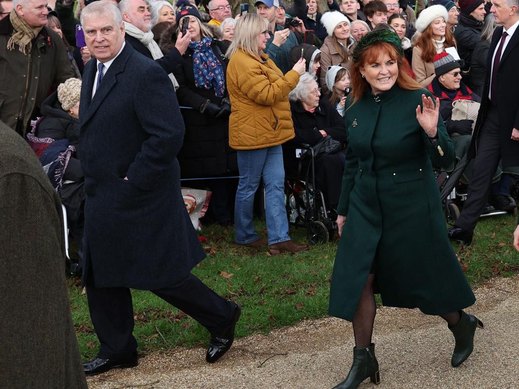 Prince Andrew and Sarah, Duchess of York arrived together for the royal family's traditional Christmas Day service at St Mary Magdalene Church. Picture: Adrian Dennis/AFP