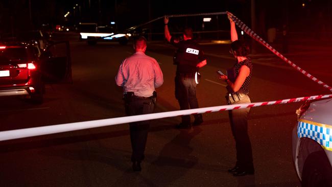 The scene outside the Esplanade’s Double Tree Hilton Hotel after a woman was allegedly stabbed to death. Picture: Pema Tamang Pakhrin