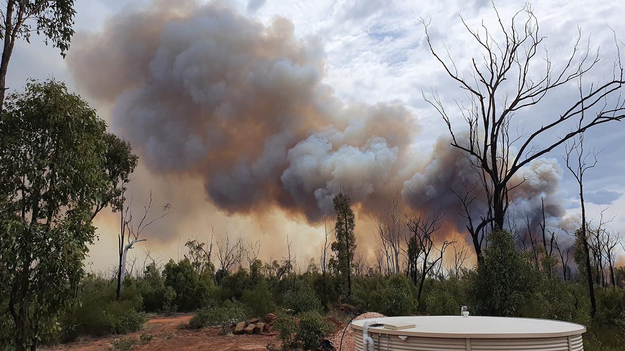 Fireys continue to battle a fast moving bushfire which commenced on November 18, 2023 in the Queensland town of The Pines, near Millmerran. Picture: supplied