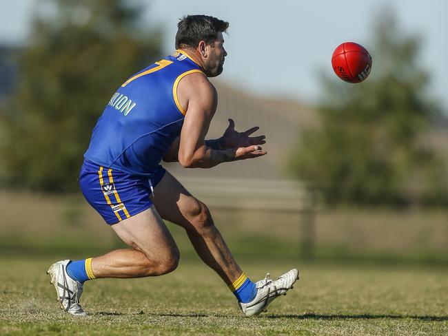 Cranbourne full forward Marc Holt takes another mark. Picture: Valeriu Campan