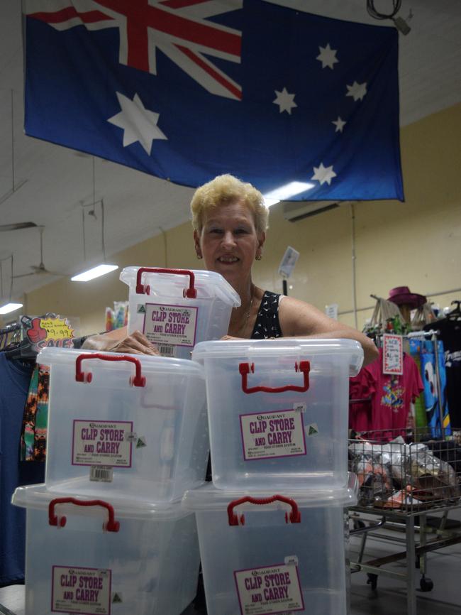 Ace Variety Discount owner Wendy Travers with some of the Australian-made plastic goods they now stock in their Maclean store.