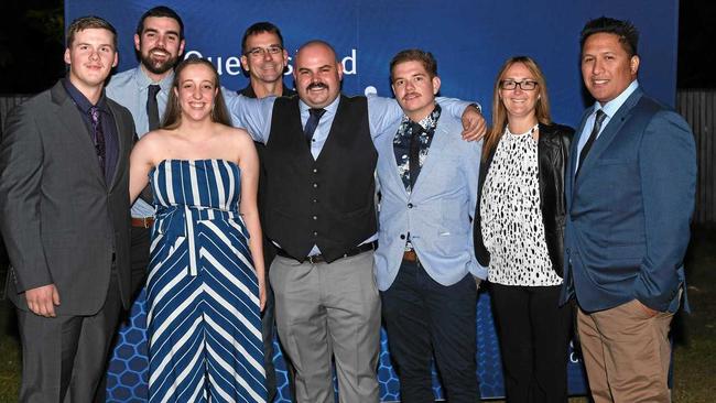 Bodean Hazelgrove, Ryan Sewell, Grace Lewis, Robert Harrington, Seamus Taylor, Kyle Pothecary, Cassy Campbell and Stephen Wallace at the regional final of the 58th Queensland Training Awards. Picture: Contributed