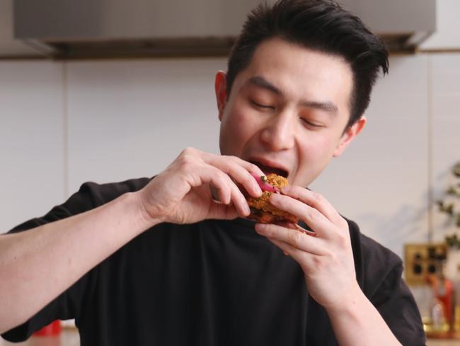 Former MasterChef contestant Reynold Poernomo, who developed the recipe, seems to be really enjoying it. Picture: Supplied