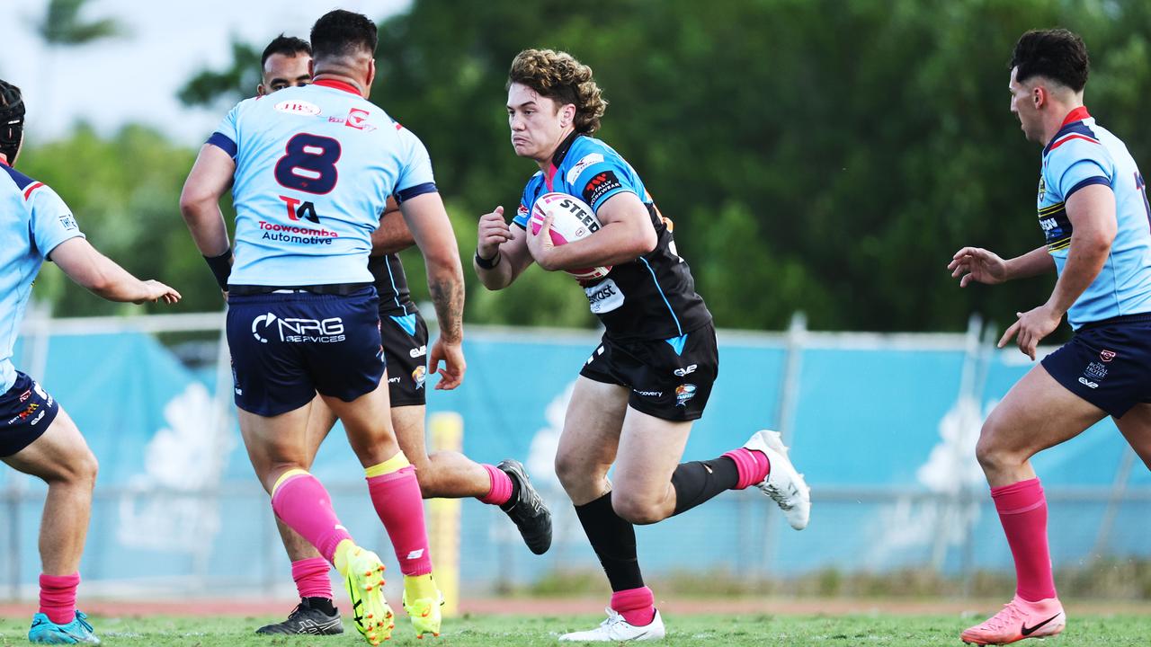 Mason Kira made his QRL debut for the Northern Pride in the Hostplus Cup Queensland Rugby League (QRL) match between the Northern Pride and the Western Clydesdales, held at Barlow Park. Picture: Brendan Radke