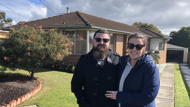 First-home buyers Nick and Ash Hawkins at 1 Voce Court, Belmont. Picture: Supplied