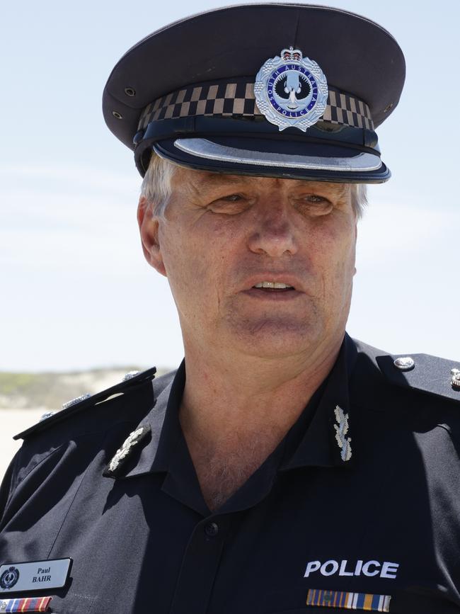 Superintendent Paul Bahr spoke to the media at Port Lincoln on Tuesday morning. Picture: Robert Lang
