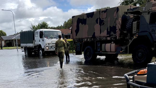 Ballina residents on Horizon Dr and Claire Cct were inundated with flood water on Wednesday after more than 250mm of rain overnight. Picture: Tessa Flemming