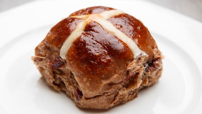 The hot cross bun from Dough, Adelaide Central Market.