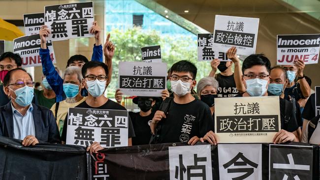 Pro-democracy activist Joshua Wong arrives at the West Kowloon Magistrates Court ahead of a hearing on September 15. Picture: Getty Images