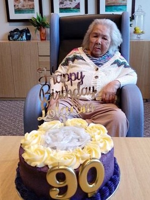 Emma Kotsakis pictured for her 90th birthday.