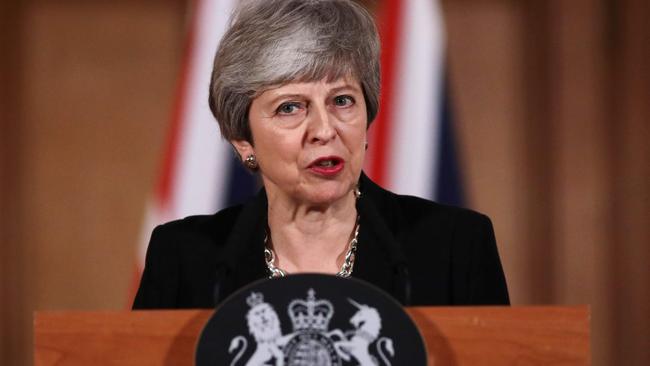 Theresa May addresses the nation. Picture; AFP.