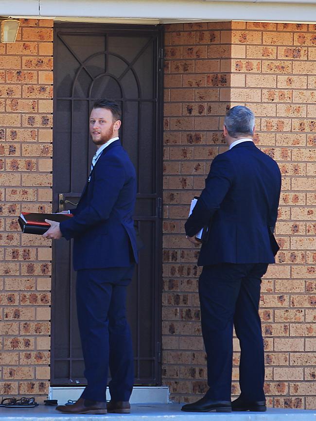 Detectives doorknocking residents today. Picture: Danny Aarons