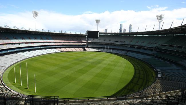 With this year's Grand Final being moved away from Victoria for the first time in history to the Gabba in Brisbane, the MCG remained empty without the match and while Melbourne remains under COVID-19 stage four restrictions. Picture: Robert Cianflone/Getty Images.