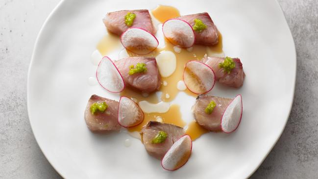 A simple dish of tuna with radish is indicative of the Japanese influence across the menu