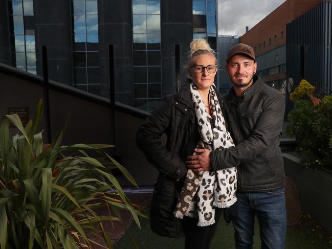 Casey Benjamin and Dylan Wilton of Boat Harbour are parents of three-week-old Brax. Ronald McDonald House Hobart have helped the couple with a place to stay while Brax receives care in hospital. Picture: Nikki Davis-Jones