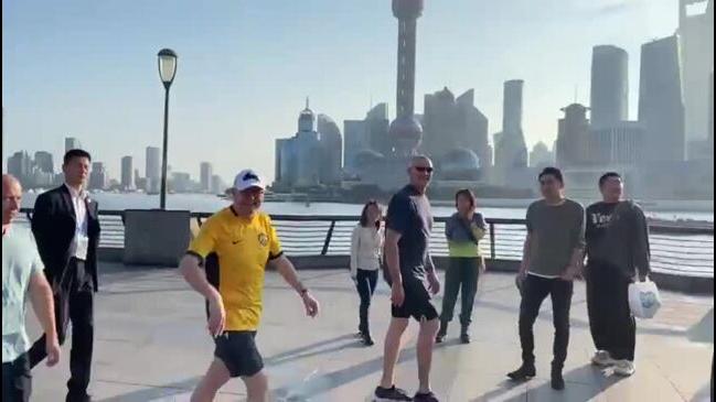 Prime Minister Anthony Albanese on his morning walk in Shanghai