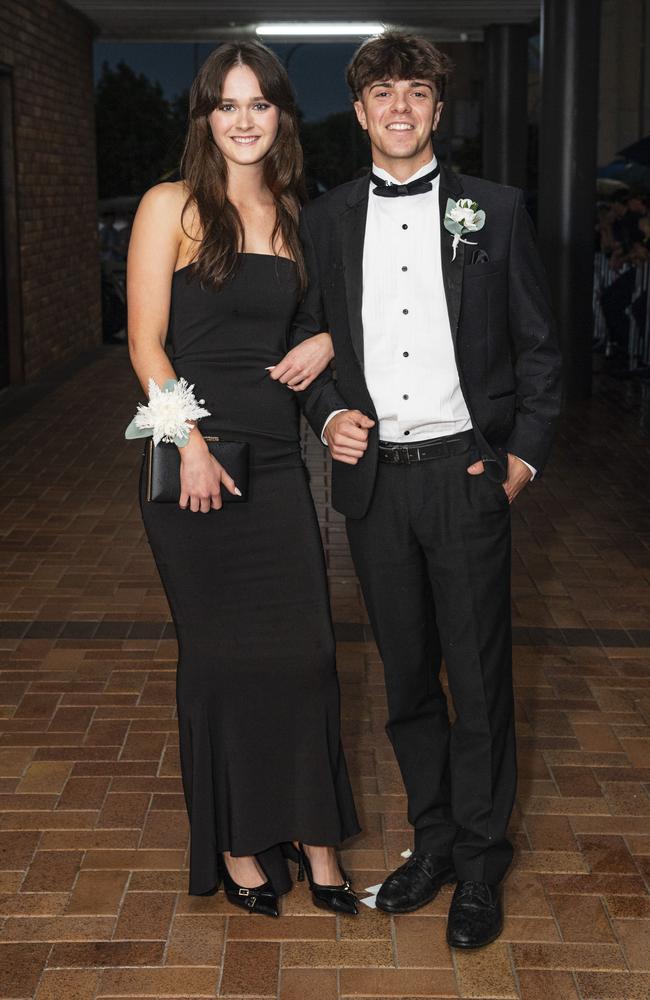 Bridie Ernst partners Charlie Bignell to the Toowoomba Grammar School formal at Rumours International, Wednesday, November 13, 2024. Picture: Kevin Farmer