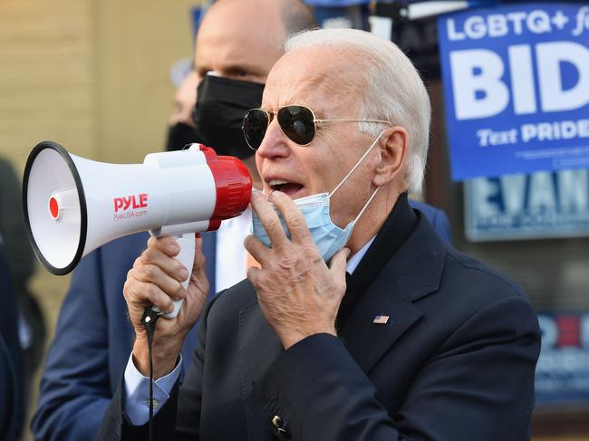 Joe Biden speaks to supporters in Philadelphia, Pennsylvania, during the election campaign. Picture: AFP