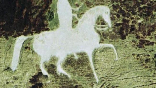 The Osmington White Horse can be found in the UK, carved into the white chalk of a hillside.