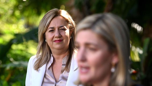 Queensland Premier Annastacia Palaszczuk with new Health Minister Shannon Fentiman in Brisbane on Thursday. Picture: Dan Peled / NCA NewsWire