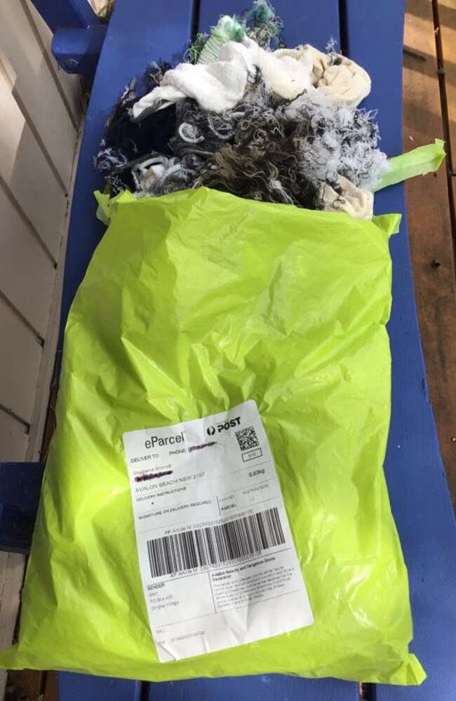 This “creepy” unsolicited parcel filled with junk was sent to an address on the northern beaches as part of a "brushing" e-commerce scam. Picture: Facebook