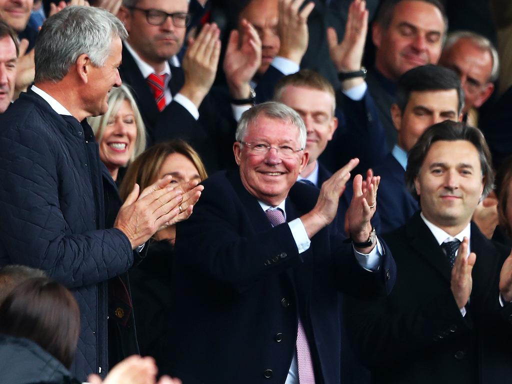 Former Manchester United manager Sir Alex Ferguson at Old Trafford ahead of United’s match against Wolves on Saturday. Picture: Getty Images