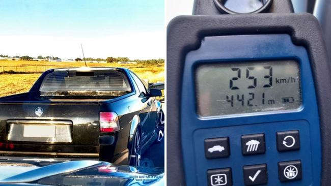 Barossa Highway Patrol clocked a black 2009 Holden utility travelling north at 253km/h in a 110km/h zone.