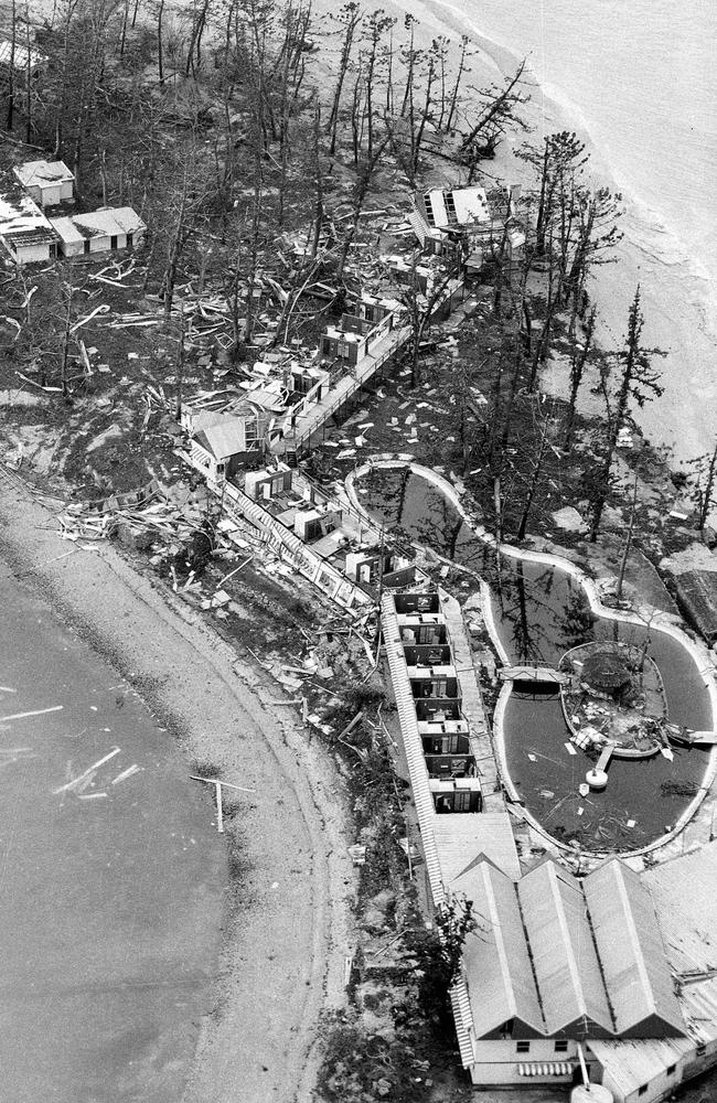 Devastation caused by Cyclone Ada at Daydream Island in January 1970. About 140 guests were on the island when the cyclone tore it apart. Picture: Barry Pascoe