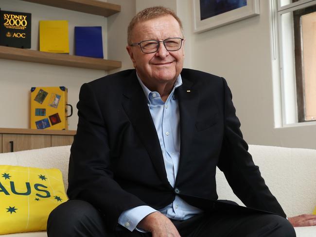 23/11/23: Olympic Boss John Coates in the AOC offices in Sydney. Coates talks about Australia's medal chances in Paris and beyond. Funding and his "major" transport concerns for Brisbane 2032 - takes aim at Queensland government. John Feder/The Australian.