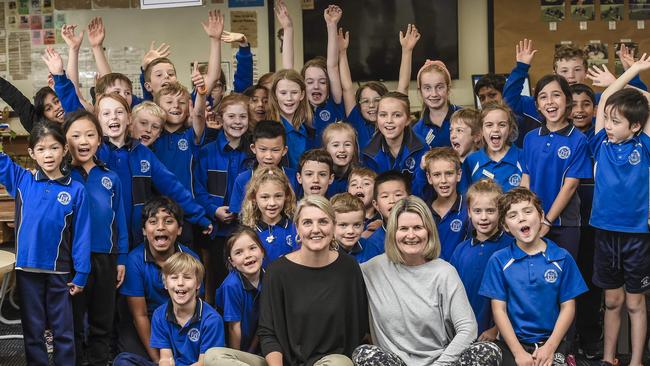 Teachers of classes 2 and 3 students, Christaina Stevens and Karen Lydeamore at Westbourne Park Primary in a packed classroom of happy to return kids. Picture: Roy Van Der Vegt.