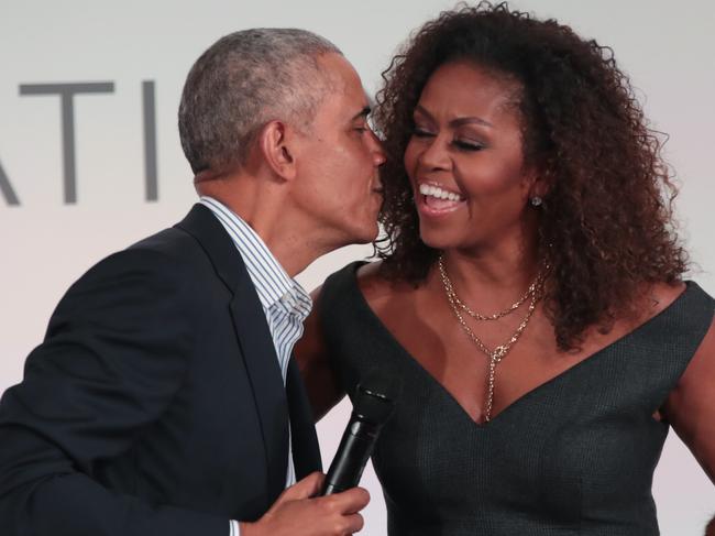 Barack and Michelle Obama close the Obama Foundation Summit in Chicago last year. Picture: Getty Images